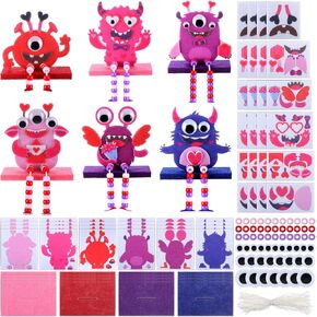 HunnmingRe 24 Sets Monster Craft Kit for Kids Monster Crafts with Beads Felt Monster Ornament DIY Craft Art for Table Party Favors Decoration