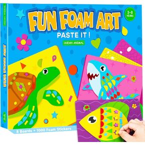 Foam Sticker No Mess Sticker Art Craft Kit for Kids, DIY Creative Fun Foam Paper Craft, Learning Toy Children Travel Toys Activity Gifts for Boys Girls Toddlers Ages 3 4 5 6 7 8 (Ocean)