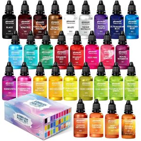 Piccassio Airbrush Paint Set, 30 Water-Based, Quick-Drying Colors for Artists & Beginners, Ideal for Wood, Ceramic, Paper, Plaster, Canvas, Plastic