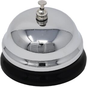 Compact Hotel Style Call Bell. Service Bell in Silver Finish with Black Base - by Home-X