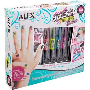 ALEX Toys Sketch It Nail Pens Salon Girls Fashion Activity, Sketch and Paint, Create Long Lasting Looks with Beautiful Nail Polish, For Ages 8 and up