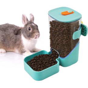 Automatic Rabbit Feeders for Cages,35 oz Hanging Rabbits Food Dispenser Guinea Pig Auto Gravity Feeder for Bunny Chinchilla Ferret Squirrel Hedgehog(Green)
