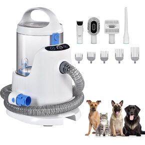 Megrez Pet Vacuum Grooming Kit ، 13000Pa شفط 2.8L الكلب فراغ شفط 99 ٪ من شعر الحيوانات الأليفة مع 4 أمطار قصات الشعر للكلاب القطط وغيرها من الحيوانات