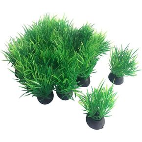 Smoothedo-Pets Aquarium Plants Fish Tank Decorations 20pcs Small Size/1inch Tall Plastic Artificial Plant Goldfish Waterscape Fish Hides Mini Grass Set (Green-C)