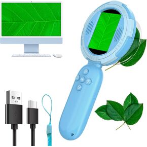 Mini Microscope for Kids - 1MP ، 2 "IPS HD Display ، لعبة علوم ذكية محمولة ، هدية مثالية للأولاد الذين تتراوح أعمارهم بين 3 4 5 6 7 8 9 10 ، الأزرق - مثالي لعيد الميلاد وأعياد الميلاد