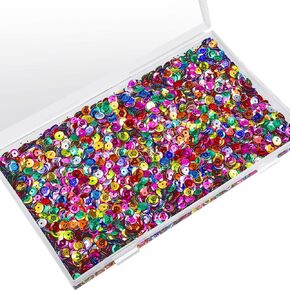 Dingion 40000 Pieces Bulk Sequins for Craft Holiday 6 mm DIY Sequins Loose Sequin for Jewelry Craft Making with Plastic Box, 160 Grams(Simple Style)