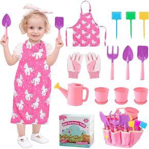 مجموعة أدوات البستنة WNJ Kids ، مجموعة ألعاب الحديقة ، مع حقيبة يد ، أشعل النار ، مجرفة ، مجرفة ، سقي ، قفازات ، حقيبة يد ، وعاء للزهور ، مرجعية DIY ، ألعاب الربيع والصيف في الهواء الطلق للفتيات - الوردي - الوردي