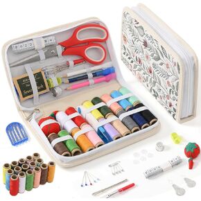 Sewing Kit for Adults, Needle and Thread Kit for Sewing, Sewing Supplies Accessories with Tailor Scissors, Sewing Thread, Needles and More for Home Travel and Emergency (White - Large)
