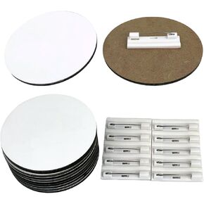 Blank Buttons Sublimation Personalize Name Tag Badge with Pin Back Design 3 inch White 10 Packs