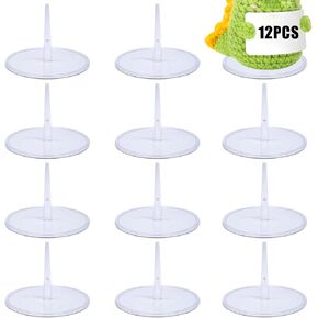 GL-Turelifes 12PCS Crochet Doll Base Needle Holder, Positive Crochet Animals Flowers Plant Stand Mini Doll Toys Display Stand Base Showcase Holder for Toys, Collectible, Miniature Things (SetA)