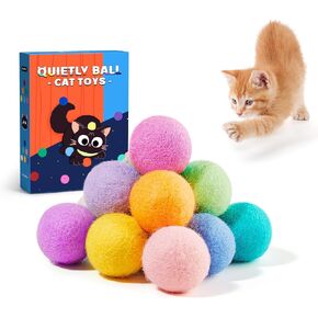 Potaroma 12 Pcs Quiet Play Felt Cat Ball Toys with Catnip Inside, Cat Kicker Exercise Toys, Fun Colorful Kitty Kitten Toys 1.6 Inches