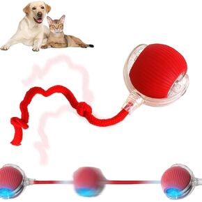 Interactive Dog Ball, Interactive Rolling Ball Dog Toy, Interactive Rolling Dog Ball, Active Rolling Ball for Dogs 360° Smart Interactive Pet Toy Ball (Red)