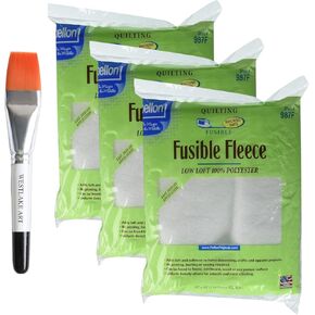 Pellon 987f Fusible Fleece ، 0.32 أوقية 45 "× 60" للخياطة والخوف ، حزمة مع فرشاة الطلاء المائية ، بوليستر سهلة الاستخدام ، ناعمة ومثالية للمشاريع (حزمة 3) in Kuwait