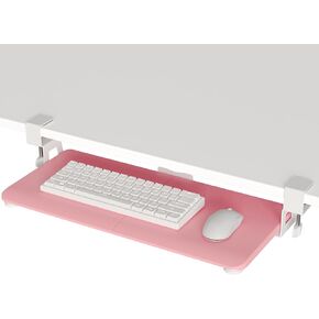 BONTEC Keyboard Tray Under Desk, Pull Out Keyboard & Mouse Tray with C-clamp, 25.6 Excluding Clamps (30 Including Clamps) x 11.8 Inch Steady Slide-Out Computer Drawer for Typing, Pink
