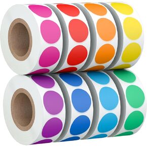 4000 PCS 3/4" Colored Dot Stickers Circle Color Coding Labels, 8 Colors Coding Labels Stickers, Garage/Yard Sale Price Stickers for Office, Student Classroom, Home Decorative
