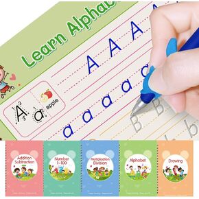 5 Pc Magic Practice Grooved Writing Practice Copybooks, Learning Handwriting Practice Kit for Preschool Kids Age 3-8 ​Calligraphy
