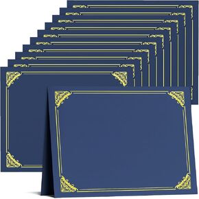10 Pack Certificate Holders, Navy Blue Diploma Holders Certificate Covers with Gold Foil Border, Award Certificates Holder for Letter Size 8.5 x 11 Certificate Paper, Documents, Graduation