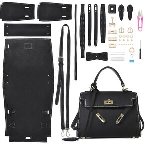 WADORN DIY Imitation Leather Top Handle Bag Making Set, DIY Women Designer Bag Sewing Kit Handmade Trendy Satchel Purse Making Supplies Personalized Shoulder Bag Craft Kits, 8.46x2.95x5.91 Inch