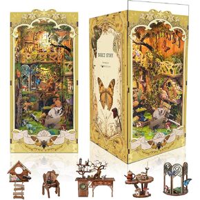 DIY Book Nook Kit,New DIY Dollhouse Booknook Bookshelf Insert Decor,3D Wooden Puzzles with LED Dust Cover,Book Nook Miniature Kit,Birthday Home Decor for Teens Adult-Automobile Workshop