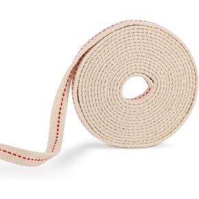 Oil Lamp Wicks, 1/2in Total Length 9.84ft Cotton Flat Oil Lantern Wicks Cotton Flat Wick for Paraffin Oil Wicks for Oil Lamps with Red Stitch Replacement Parts for Kerosene Burner Lamp(White)