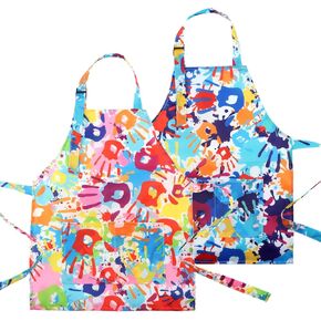 Quixleen 2 Pcs Rainbow Waterproof Aprons, Adjustable Neck Strap Toddler Aprons for Kids Girls Boys Artistic Enlightenment, Beginning Art and Doodling, Beginning Cooking