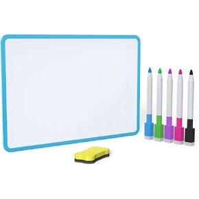 Small Whiteboard for Kids, Magnetic Dry Erase White Board with A4 Size, Double Sided Magnetic Whiteboard for School. (Blue)
