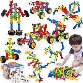 أطفال بناء STEM لألعاب 3 4 5 6 7 7 8+ سنة بوي ، هدية عيد ميلاد ، 125 PCS PRASS CLASSALTER BUNCHALS BUNCHALS STEM KITS AGES 3-5 4-8 5-7 6-8 ألعاب إبداعية هندسية
