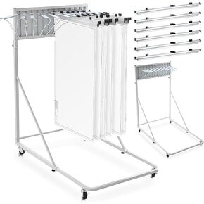 Estune Mobile Blueprint Holder Rack Adjustable Mobile Blueprint Holder with 6 Clamps 4 Wheels Poster Display Rack Storage Organizer Stand for File Display Plan Office Home(24in)