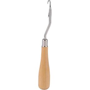 Bent Hook Crochet Needle Hook Wooden Bent Hook with Wooden Handle Needle Hook Tool