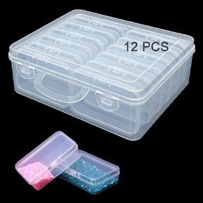 Small Bead Organizer Storage Box, 30PCS Mini Clear Plastic Containers Transparent Rectangle Cases with lid for Collecting Beads Jewelry Crafts Nail Tiny Items