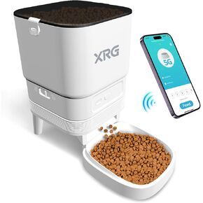 Automatic Cat Feeder 5G WiFi,Automatic Dog Feeder Double Anti-Blocking,Cat Food Dispenser Dry Food 10 Meals A Day,Dog Food Dispenser Dual Power with 10s Voice Recorder,Easy to Install and Clean,White