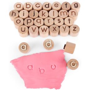 Alphabet Playdough Stamps for Kids, Lowercase Clay Letter Stamps for Toddlers 2-4 Years, ABC Toddler Letter Stamps for Clay, Montessori Stamp Set for Kids Ages 4-8