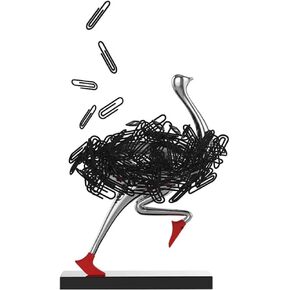 Running Ostrich Magnetic Paperclip Holder Funny Office Desk Decor Decorative Jewelry Storage Dispenser Silver Creative Small Gifts for Friends Coworkers