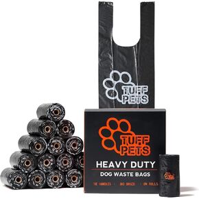 Heavy Duty Dog Poop Bag With Handles - 16 Rolls of Pet Waste Bags - Fits in any Dogs Poo Bag Dispenser or Holder - Thick Dog Poop Bags