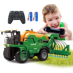 RC Fertilizer Tractor Toy for Kids - 2.4g التحكم في الرشاش عن بعد مع بطاريتين ، 1/24 لعبة مزرعة عالية المحاكاة مع الضوء والصوت ، عيد ميلاد 3-8 سنوات الفتيات