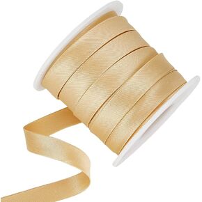 BENECREAT 13.6 Yard Satin Bias Tape 0.47inch Double Fold Satin Binding Bias Ribbon for Cheongsam Decoration, Clothing Seaming Piping, Light Khaki