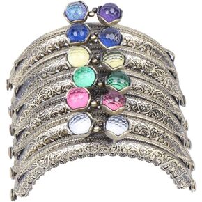 Milisten Wallet Purse Metallic Purse Frame Kiss Purse Clasp Retro Half Round Bead Metal for Purse Handmade Bag DIY Craft Making Accessories 8.5cm 6pcs Purse Handles Purse Accessories
