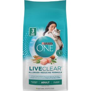 Purina ONE LiveClear Allergen-Reducing Cat Food Dry Formula with Real Chicken As The Number One Ingredient - 3 lb. Bag
