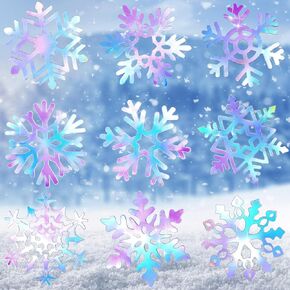 Dianelhall 45 Pcs Snowflake Cutouts Winter Bulletin Board Decorations Wonderland Paper Cutouts Christmas Wall Decals with Glue Points for Classroom Home Holiday Winter Party Supplies
