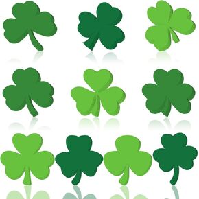 Junkin 60 Pcs St. Patrick's Day Cutouts Classroom Bulletin Border Decoration Shamrock Gold Hat Beer Mug Irish Elf Shoes Cutouts for St. Patrick's Day(Clover)