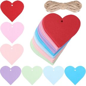 500 Pieces Heart Shape Paper Cutouts Valentine's Day Tags Heart Confetti Paper with 49 Feet Jute Twine for Valentine's Day Birthday Wedding Classroom Bulletin Board Decor(Red, Pink, Rose Red)
