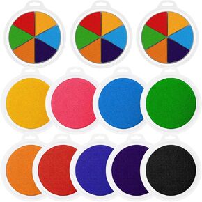 12pcs 7 "منصات الحبر الحرفية الدائرية ، 10 ألوان قوس قوس قزح DIY وسادة طوابع قابلة للغسل لختمات الطوابع المطاطية مشاريع DIY