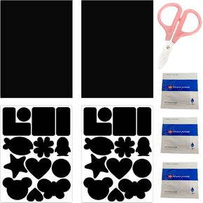 Self-Adhesive Repair Patches - 4 Sheets with Enhanced Stickiness, Includes Scissors and 3 Adhesive Wipes for Jackets, Puffer Coats, Shoes, Sofas, and More (Black)