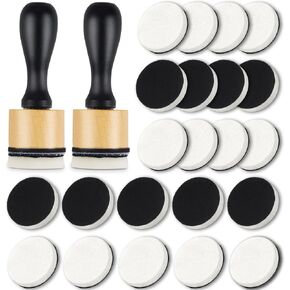 24 PCS Mini Ink Blending Tool with Foams Set Including 2 PCS Mini Applicator Tools and 22 PCS Round Foam Pads Replacement White Domed Sponge Foam Refills for Distressing Blending and More