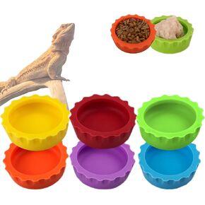Meow&woof 6 PCS Crested Gecko Food and Water Feeding Cups, Reptile Food Dish, Colorful Water Bowl for Bearded Dragon Tank Terrarium Accessories Supplies for Tortoise, Crab and Small Pet
