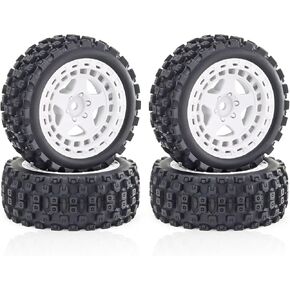 4Pcs RC Wheels and Tires for 1/18 Typhon Grom RC Crawler Car,RC Buggy Wheels & Rubber Tires（White）