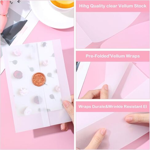 Prasacco 120 pcs jukets vellum for 5 × 7 دعوات ، ورقة صياغة الورق فيلوم الورق الورق الورق الشفافة ورقة تتبع أبيض لرسم دعوات عيد ميلاد دعوات الزفاف in Kuwait