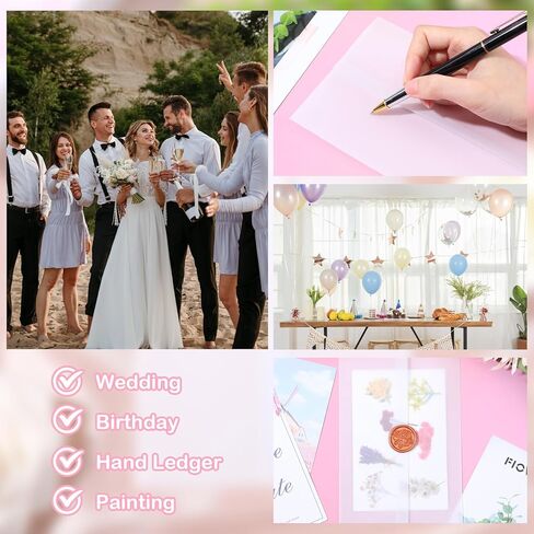 Prasacco 120 pcs jukets vellum for 5 × 7 دعوات ، ورقة صياغة الورق فيلوم الورق الورق الورق الشفافة ورقة تتبع أبيض لرسم دعوات عيد ميلاد دعوات الزفاف in Kuwait