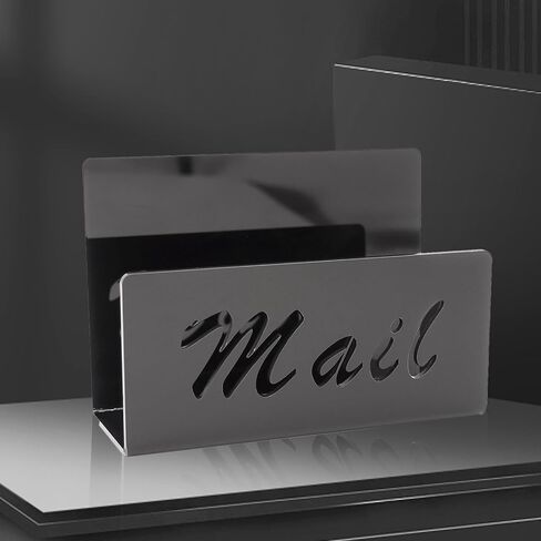 Mail Organizer, Acrylic Letter Folder, Black, 1-Pack in Saudi Arabia
