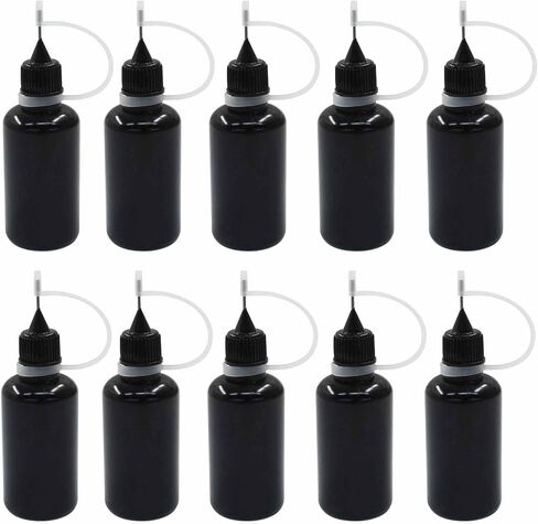 Zorfeter 10 Pcs 10ml Black Precision Tip Applicator Bottles, Metal Needle Tip Squeeze Bottle for Glue Liquid Acrylic Painting DIY Crafts Etc in Kuwait